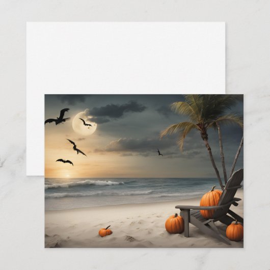 Halloween aan het strand - Blank Notecard Kaart (Voorkant / Achterkant)