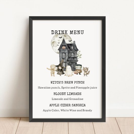 Halloween Aangepast Drankmenu Bord