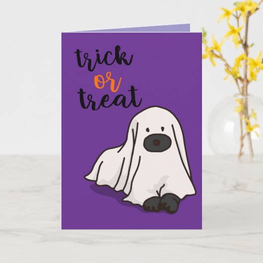 Halloween Aangepast Whimsical Grappig Modern Paars Kaart (Gele Bloem)