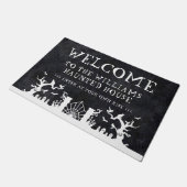 Halloween Aangepaste familienaam Haunted House Wel Deurmat (Schuin)