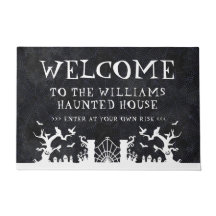 Halloween Aangepaste familienaam Haunted House Wel