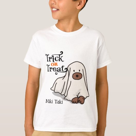 Halloween aangepaste grillige grappige hond geest t-shirt (Voorkant)