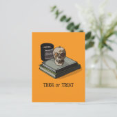 Halloween aangepaste grillige grappige schedel briefkaart (Staand voorkant)