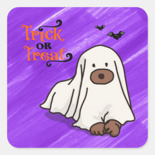 Halloween Aangepaste Whimsical Lieve Geest Hond Pa Vierkante Sticker