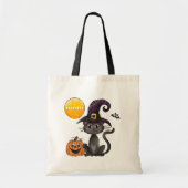 Halloween Aangepaste Zwarte Kat Halloween Snoep Tote Bag (Voorkant)