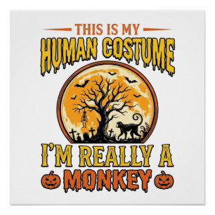 Halloween Aap Kostuum Vintage Shirt Ontwerp_1 Perfect Poster