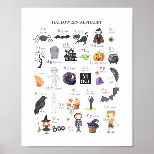 Halloween ABC Poster Kinder Studiegids (Voorkant)