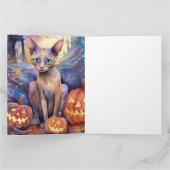 Halloween Abessijnse kat met pompoen eng Kaart (Binnen)