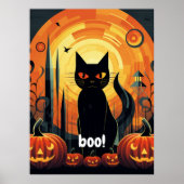 Halloween Abstract zwart kat en pompoen ontwerp Poster (Voorkant)