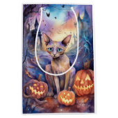 Halloween Abyssiniaans kat met pompoenen Medium Cadeauzakje (Voorkant)