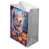 Halloween Abyssiniaans kat met pompoenen Medium Cadeauzakje (Achterkant Gekanteld)