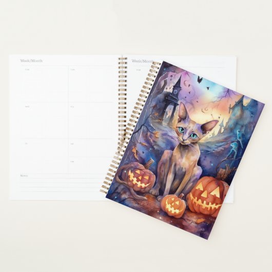 Halloween Abyssiniaans kat met pompoenen Planner (Display)