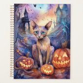 Halloween Abyssiniaans kat met pompoenen Planner (Voorkant)