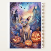 Halloween Abyssiniaans kat met pompoenen Planner (Achterkant)