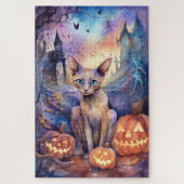 Halloween Abyssiniaanse kat met pompoeneng Legpuzzel (Verticaal)