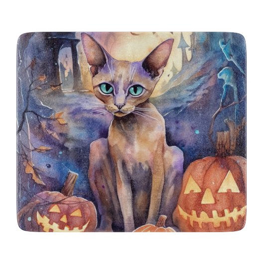 Halloween Abyssiniaanse kat met pompoeneng Snijplank (Voorkant)