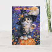Halloween Abyssinian Cat Feestdagen Kaart (Voorkant)