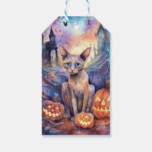 Halloween Abyssinians Kat met pompoenen eng Cadeaulabel (Achterkant)