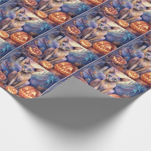 Halloween Abyssinians Kat met pompoenen eng Cadeaupapier (Hoek)