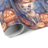 Halloween Abyssinians Kat met pompoenen eng Cadeaupapier (Rol Hoek)