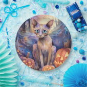 Halloween Abyssinians Kat met pompoenen eng Papieren Bordje (Feest)