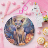 Halloween Abyssinians Kat met pompoenen eng Papieren Bordje (Feest)