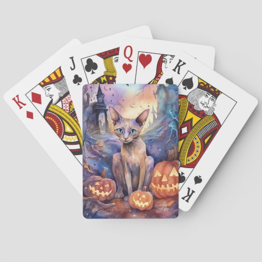 Halloween Abyssinians Kat met pompoenen eng Pokerkaarten (Achterkant)