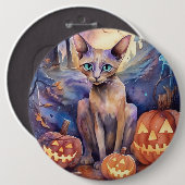 Halloween Abyssinians Kat met pompoenen eng Ronde Button 6,0 Cm (Voorkant /achterkant)