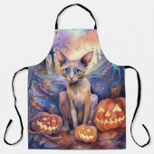 Halloween Abyssinians Kat met pompoenen eng Schort (Voorkant)