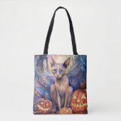 Halloween Abyssinians Kat met pompoenen eng Tote Bag (Voorkant)