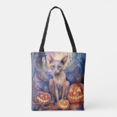 Halloween Abyssinians Kat met pompoenen eng Tote Bag (Achterkant)