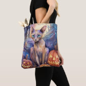 Halloween Abyssinians Kat met pompoenen eng Tote Bag (Dichtbij)