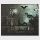 halloween achtergrond met gehakt huis, graven cadeaupapier (Vlak)