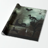 halloween achtergrond met gehakt huis, graven cadeaupapier (Uitgerold)