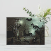 halloween achtergrond met gehakt huis, graven  kaart (Staand voorkant)