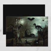 halloween achtergrond met gehakt huis, graven  kaart (Voorkant / Achterkant)