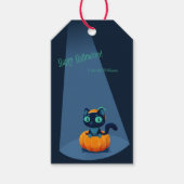 Halloween achtergrond met schattige kat cadeaulabel (Voorkant)