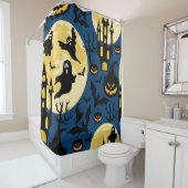 Halloween achtergrond. naadloos patroon met manen, douchegordijn (In situ)