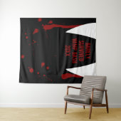 Halloween Achtergrond Vampiertanden Tanden Bloed Wandkleed (In Situ (horizontaal))