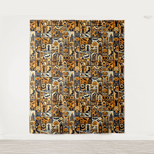 Halloween-achtergronden met personages wandkleed (Voorkant)