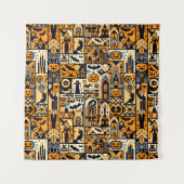 Halloween-achtergronden met personages wandkleed (Voorkant)