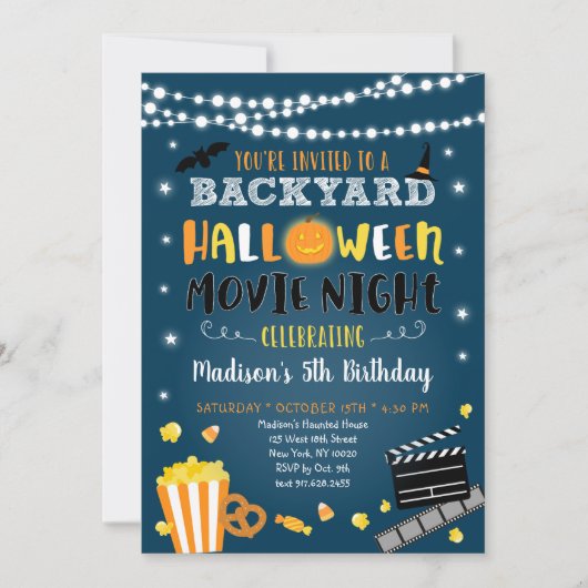 Halloween Achtertuin Film Nacht Verjaardag Kaart (Voorkant)