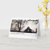 Halloween achtervolgde gotische begraafplaatsfoto kaart (Gele Bloem)