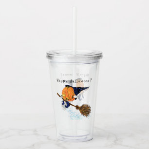 Halloween Acrylic Tumbler Witch Pumpkin Flying Acryl Drinkbeker