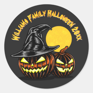 Halloween Add Family Name Year Customize Ronde Sticker
