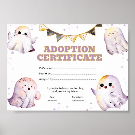 Halloween adopteer een spook certificaat poster (Voorkant)