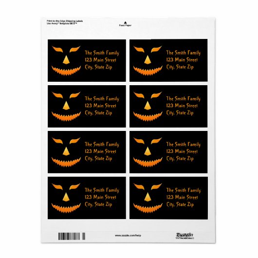 Halloween Adresetiketten Etiket (Full Sheet)