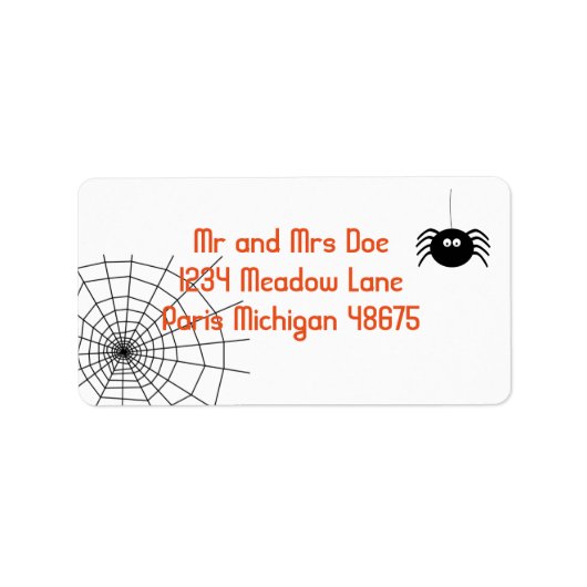 Halloween-Adresetiketten/spin en web Etiket (Voorkant)