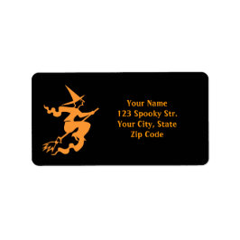 Halloween adresetiketten | Witch op bezem Etiket