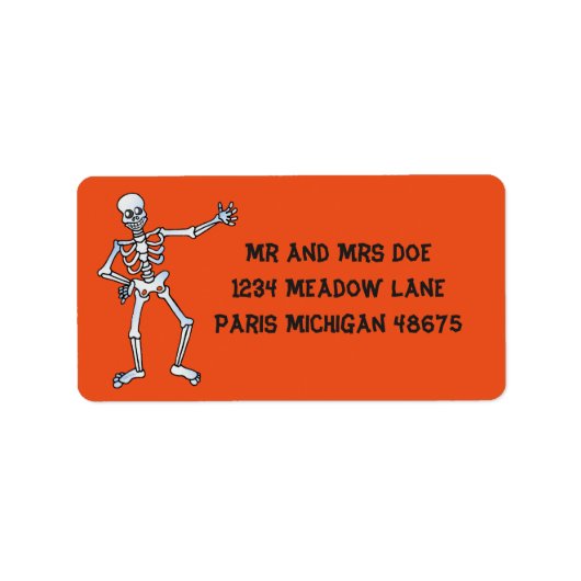 Halloween Adreslabels/Skelet Etiket (Voorkant)